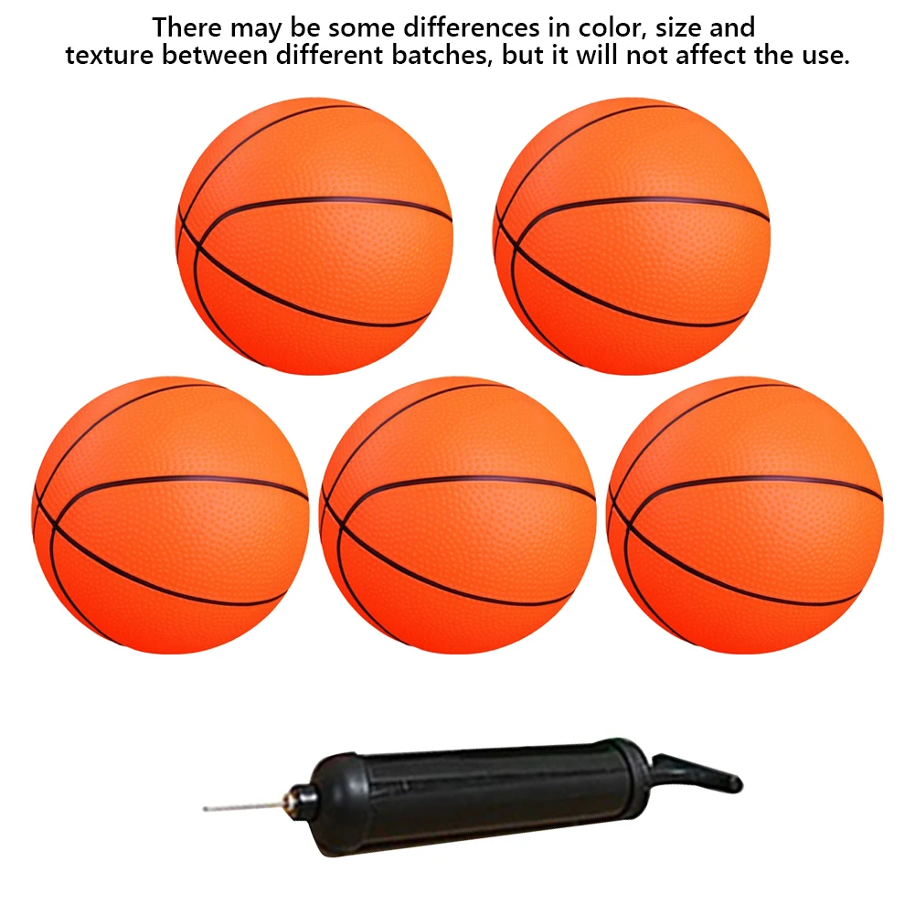 5Pcs 18cm Inflatable Basketball with Pump Mini Orange Basketballs PVC Inflatable Beach Balls Kid Adult Sports Toy