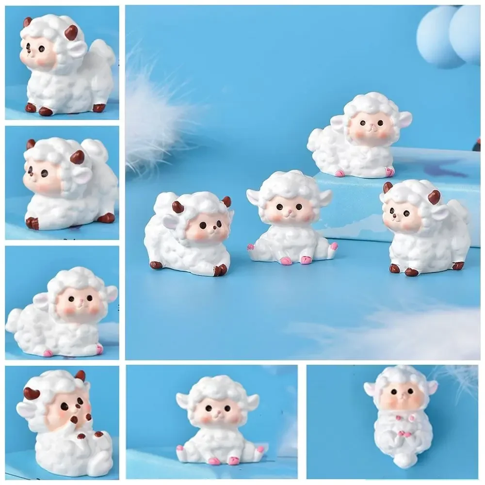 Miniature Fairy Garden Accessories Cute Sheep Lamb Ornament Statue Figurines Home Garden Landscape Dollhouse Terrarium Decor