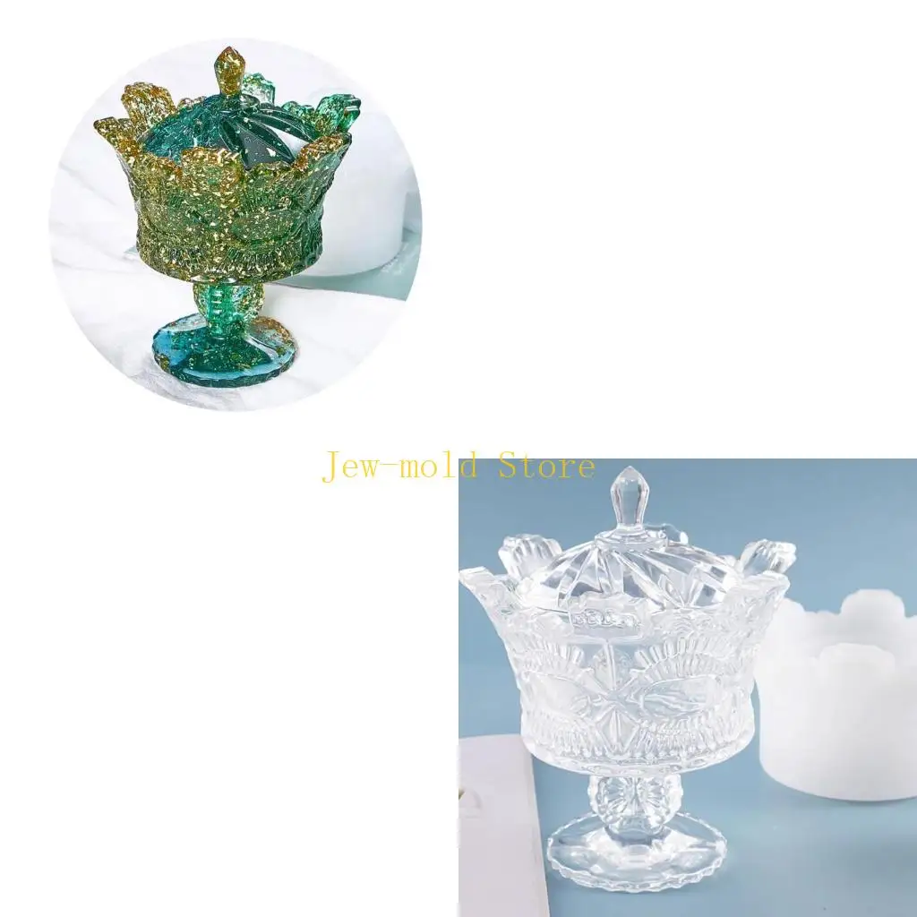 

C71B Crystal Epoxy Resin Mold Crown Storage Box Casting Silicone Mould DIY Crafts Container Making Tool