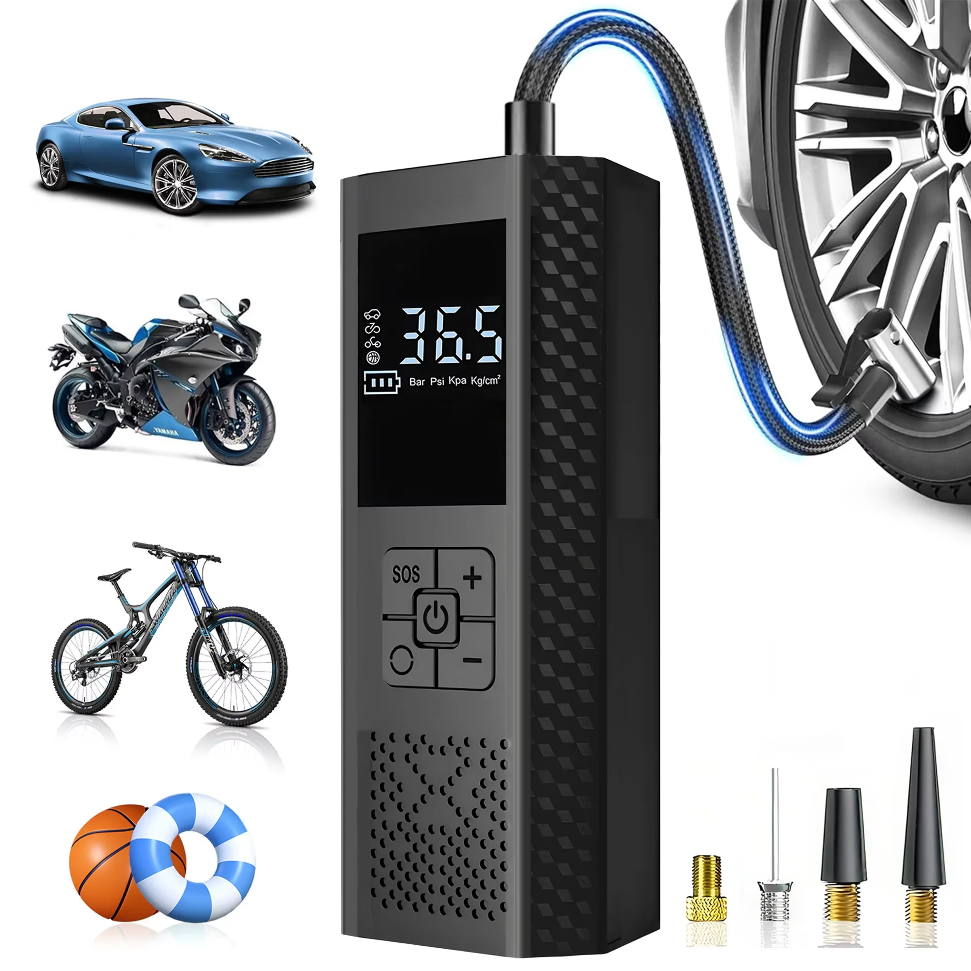 Wireless Car Air Pump 150psi Electric Tire Inflator Portable Air Compressor For Motorcycle Bike Car Tires And Balls JJ2430  AI
