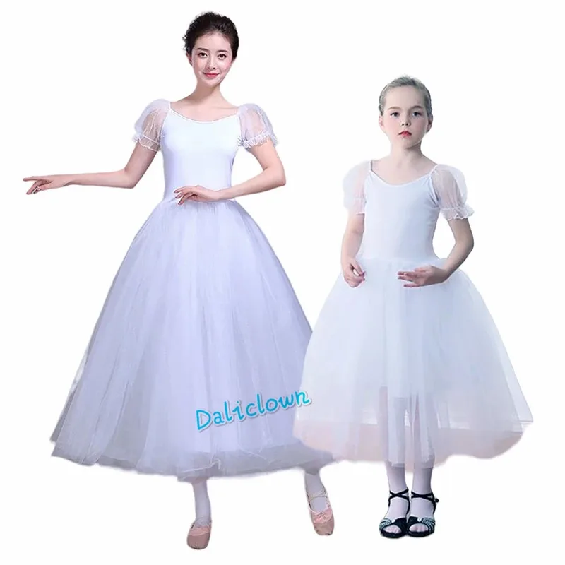 Falda tutú de Ballet con mangas abullonadas, disfraz de Ballet del lago de los cisnes blancos, vestido para niñas, disfraz de Halloween para mujeres, vestido de baile de bailarina para fiesta infantil