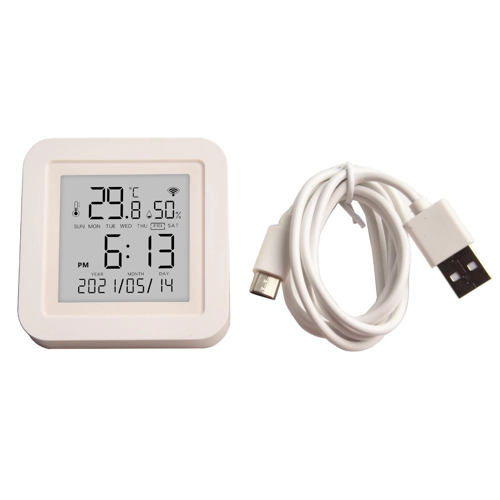 For Smart Life For Smart Home Temperature Monitor WiFi Indoor Sensor Offline Functionality Real-time Monitoring USB Charging