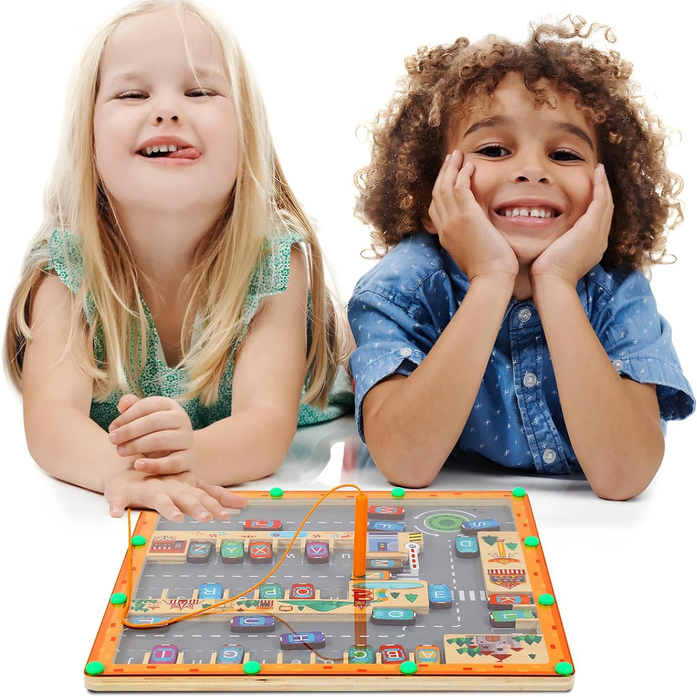 Magnetic Color& Number Maze 2 in 1 Wooden Montessori Magnetic Beads Puzzle Maze For Toddlers Fine Motor Toy  Preschool Activitie