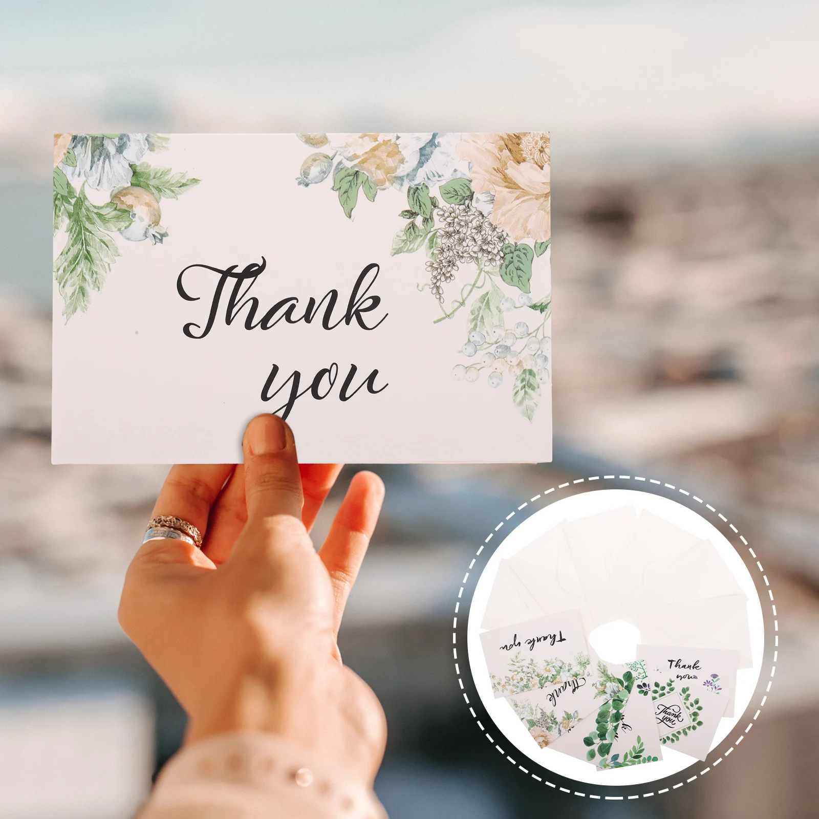 

12pcs Grass Pattern Blank Greeting Cards For Birthday Festival Thanksgiving Mother'S Day Lightweight
