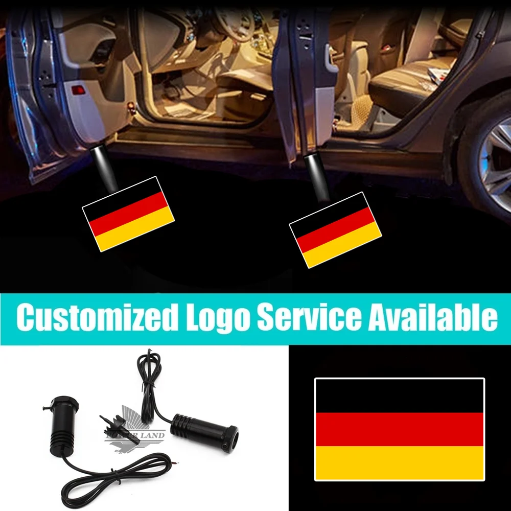 

2pcs Wired German LED Logo Germany Flag Car Door Projector Shadow Lights Welcome Laser Accessories Car Interior Decoration