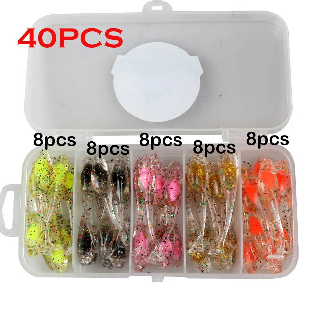 JOHNCOO 5 cm 0,8 g T Paddle Tail Shad Ajing Angelköder Rockfish Gummi Weicher Köder Künstlicher Köder Bass Silikon Fisch Forellenköder