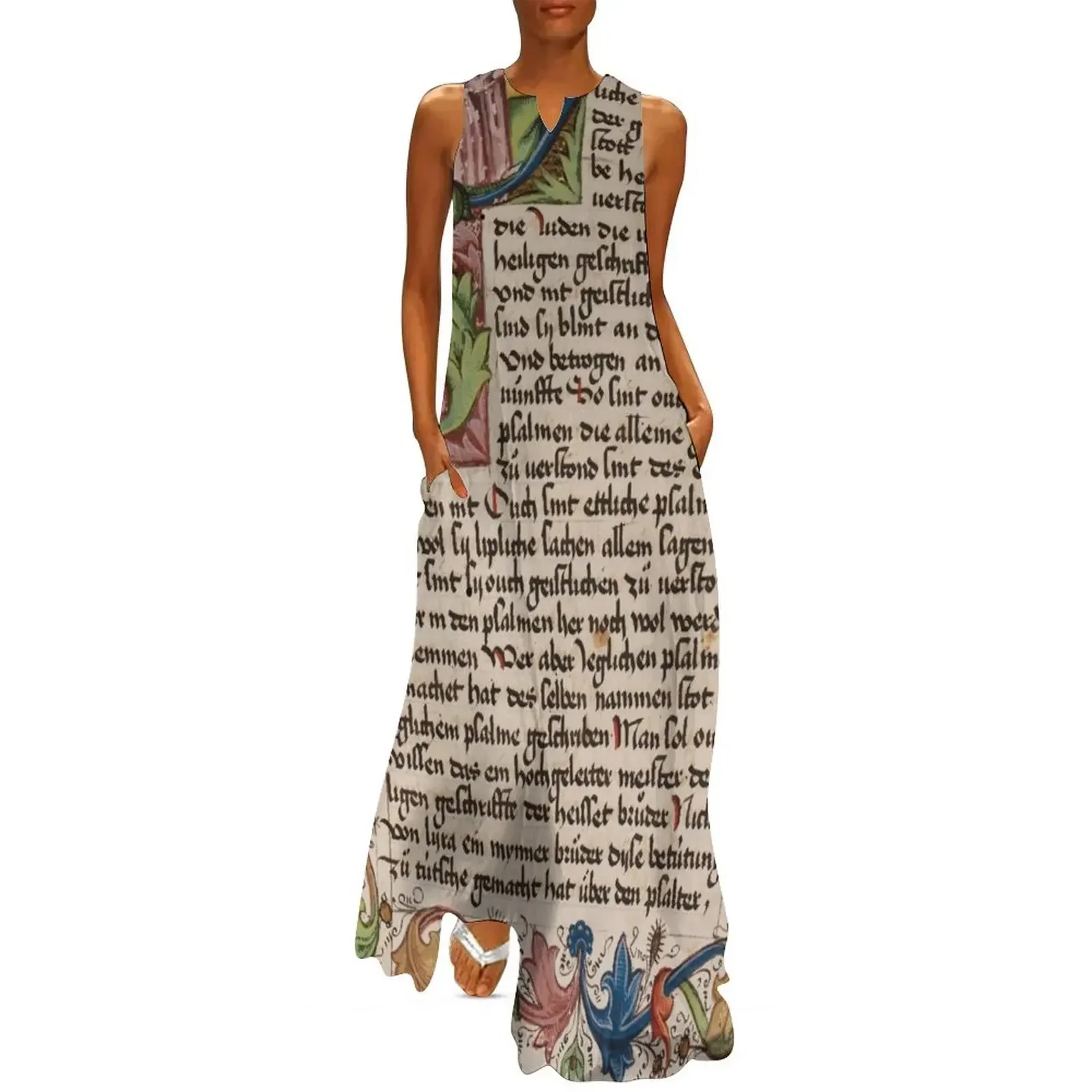 

Initial P in a medieval illuminated manuscript Long Dress Dress woman elegant dress Summer skirt Casual dresses