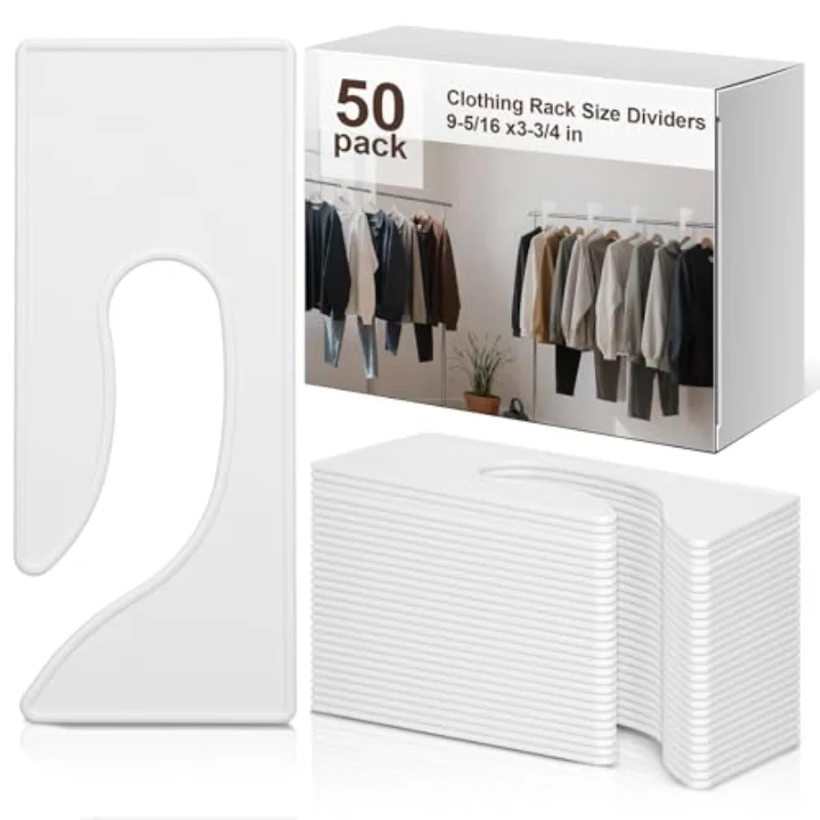 

Amyhill 50 Pack Clothing Rack Size Dividers 9-5/16 x 3-3/4 in Blank Large Rectangle Clothing Rack Hanger Divider Clothe Organiz