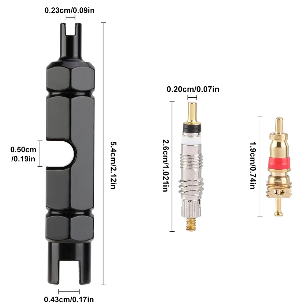 Schrader Valve Core, Bike Valve Core Remover Tool Kit and Car Valve Core Repair Tool with Brass Replacement Presta Tools