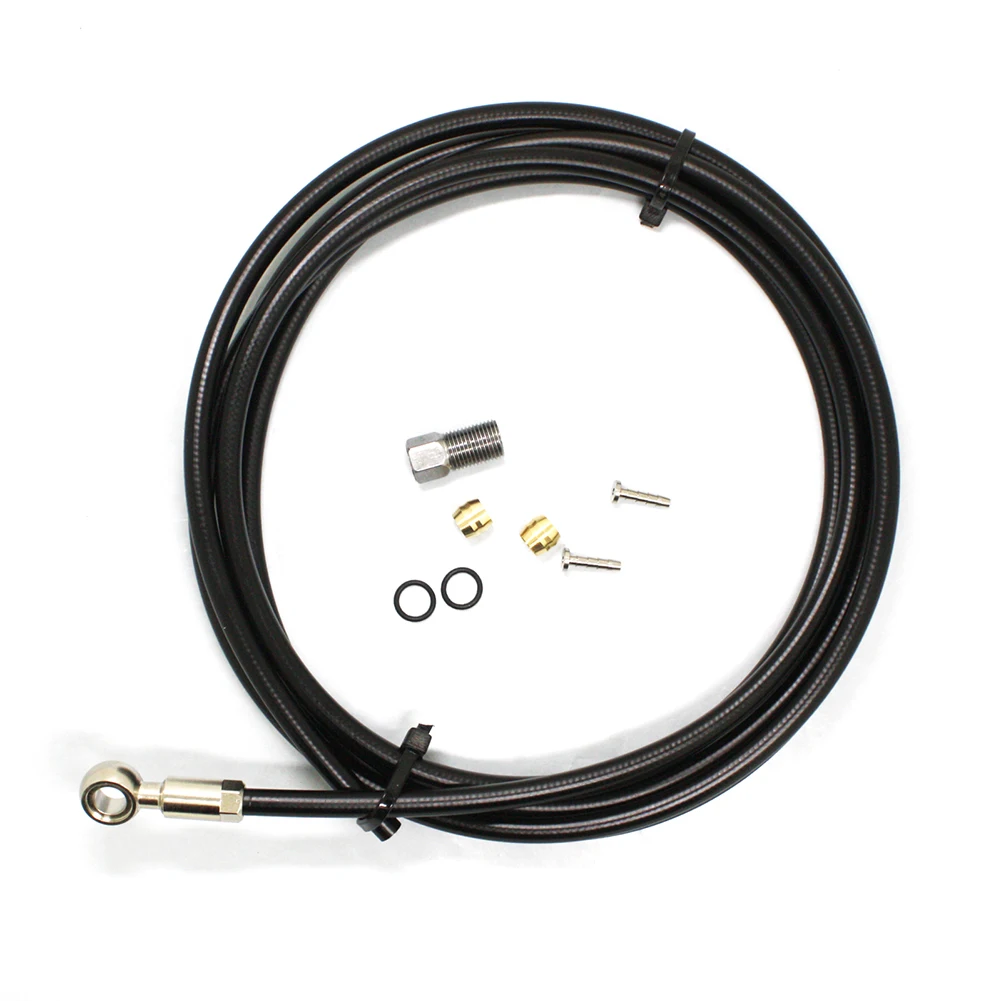 

Bike 2m Brake Hose Kit Line Pipe Hydraulic Metal+Rubber 1x Screw 2x Olives 2x Sealing Rings 60g Accessories Black