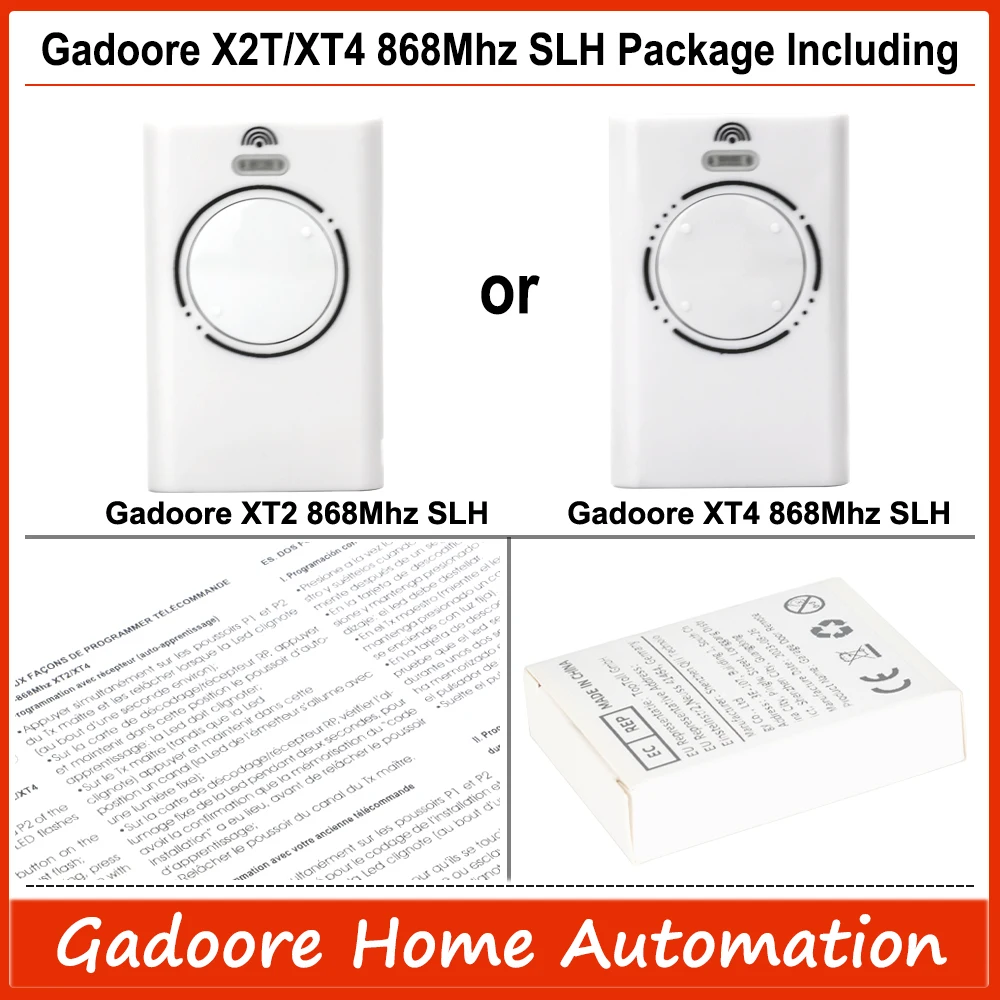 Gadoore XT2 XT4 868 SLH LR Garage Door Remote Compatible with 868Mhz Frequency XT2 XT4 868 SLH, XT2 XT4 868 SLH LR