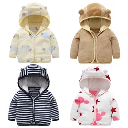 Baby Girls Jackets Boys Coral Fleece Hooded Outerwear Snowsuit Autumn Toddler Kids Warm Cotton Coats 1-6 Years Children Jacket