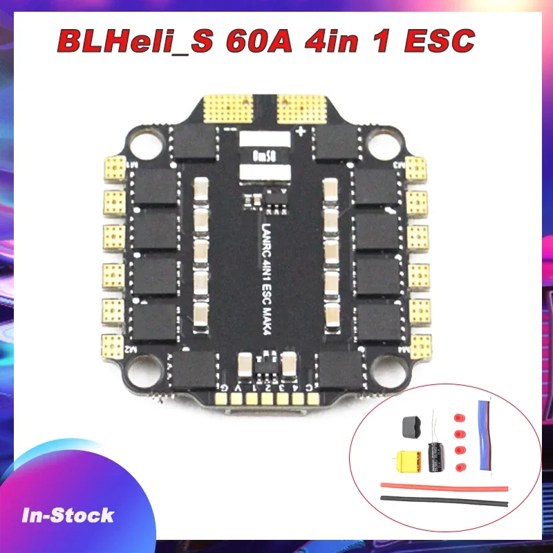 LANNRC 60A mini 4in 1 BLHeli_S ESC 2~6S Lipo 30.5mm mounting hole Support DSHOT600 protocol suitbale for FPV Traversing Drones