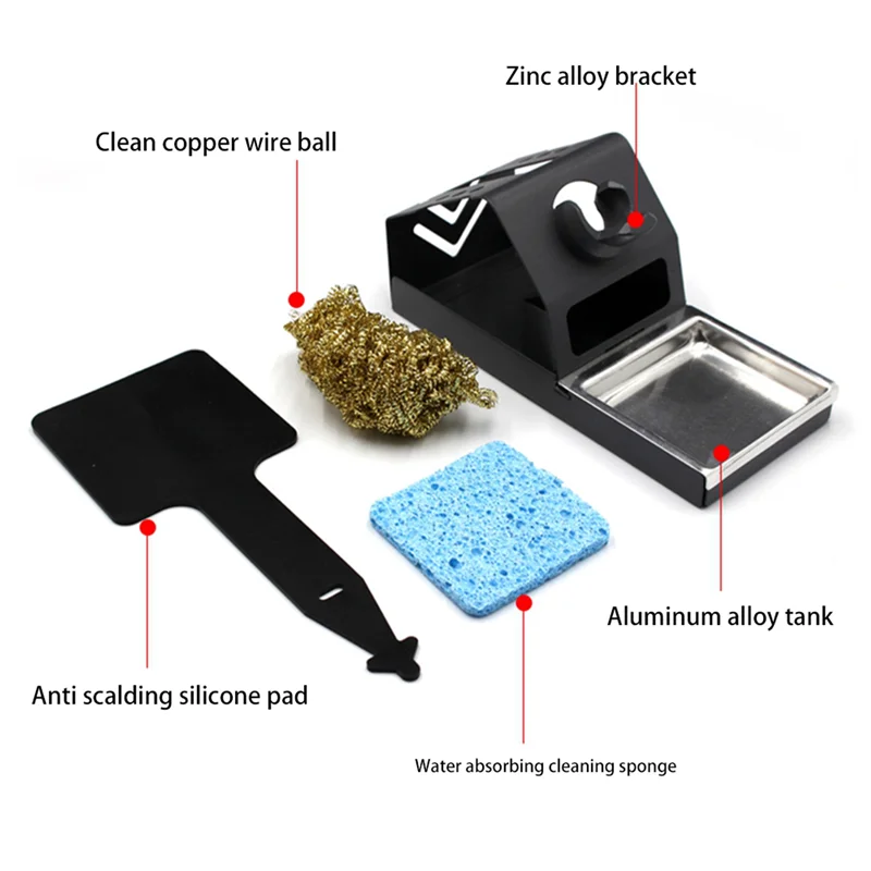 

AB42-2X T12 Soldering Iron Station Stand Stable Welding Solder Iron Tips Holder With Insulation Pad Brass Wire Ball Tip