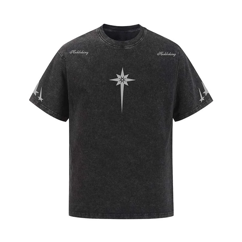 

Men's Fashion Vintage Hip Hop T Shirts High Street Printed Washed Retro Tees Loose Fit Vibe Style Y2K Short Sleeve Tops Tshirt