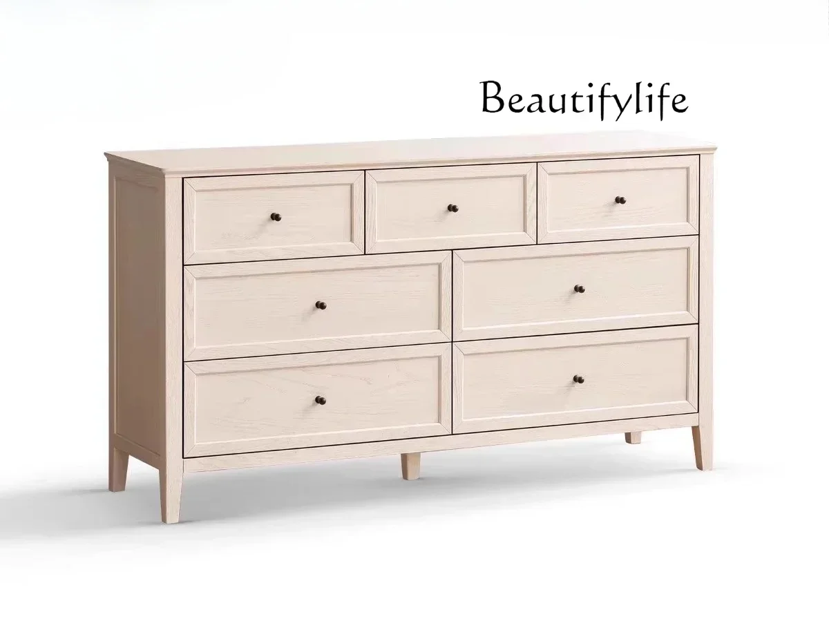 

A Nordic cream style solid wood chest cabinet household modern simple chest of drawers