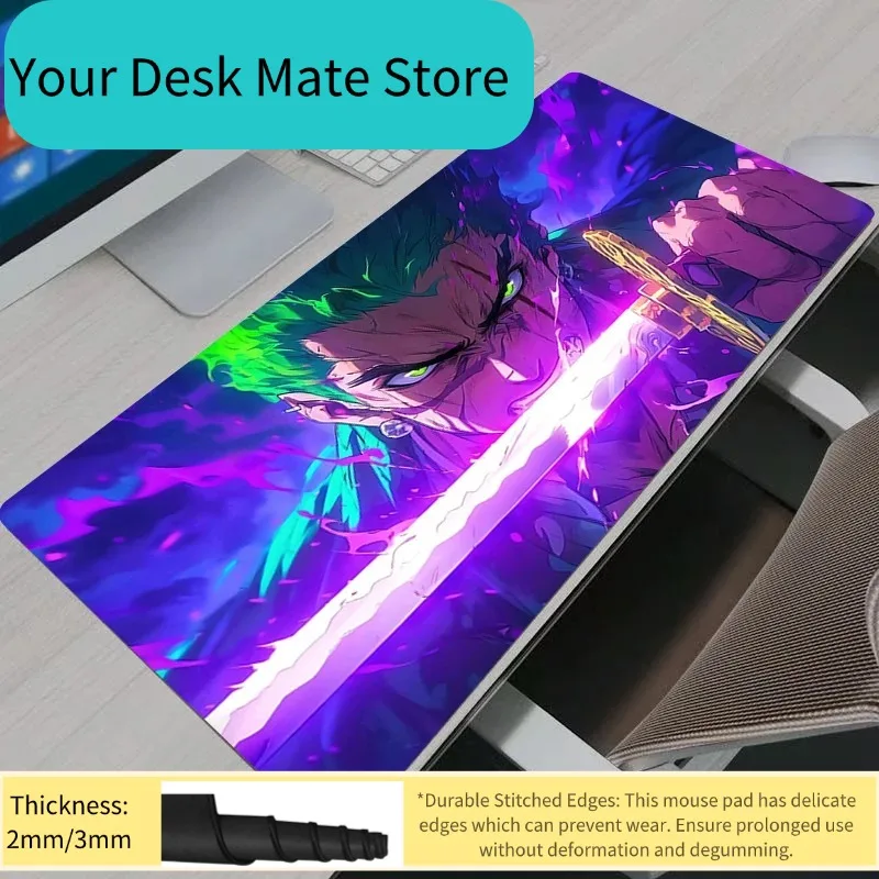 

One Piece Zoro Gaming Mouse Pad Gamer Home Mouse Pads Computer HD Mousepad XXL Keyboard Pad Carpet Non-Slip Office Mouse Mats