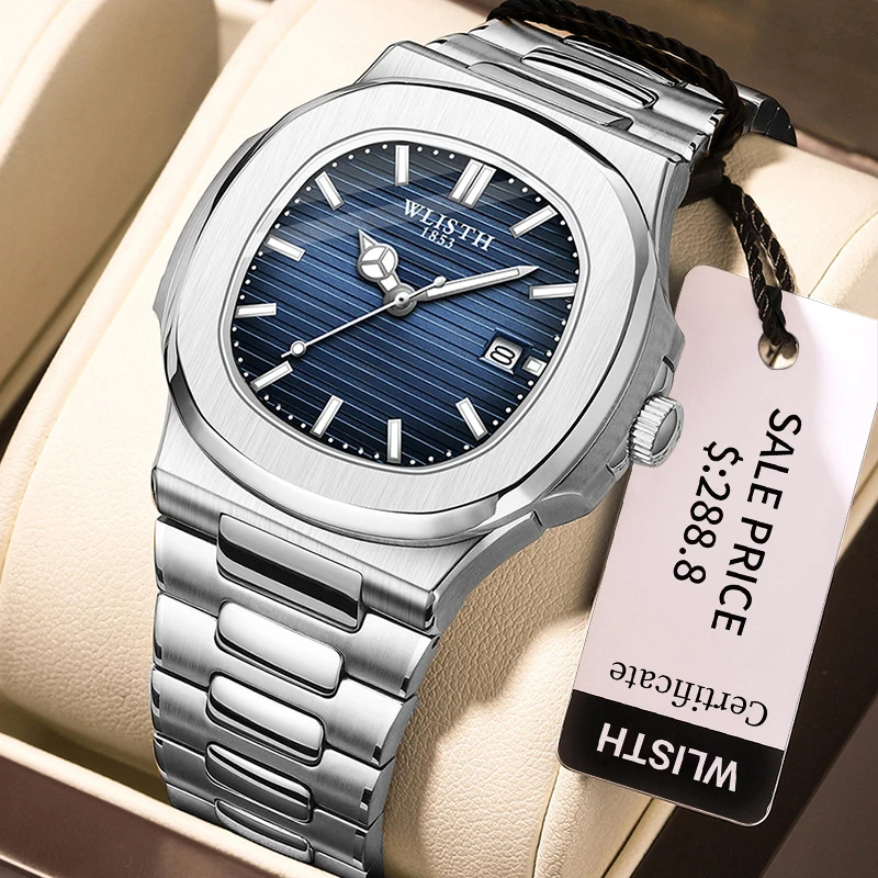 

Men's Watches Luxury Watch Quartz Wristwatch Stainless Steel Waterproof Luminous Date Man Clock Square Business Watches For Men