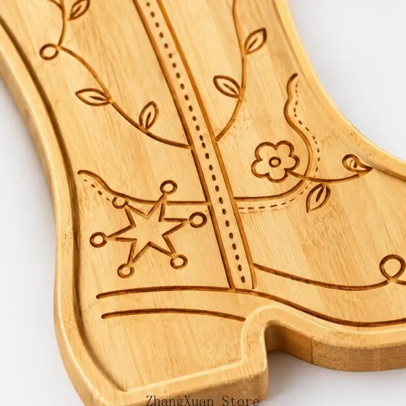 Boot-Serviertabletts aus Naturholz mit Westernmotiven für Partys 3XUF – Detail 3