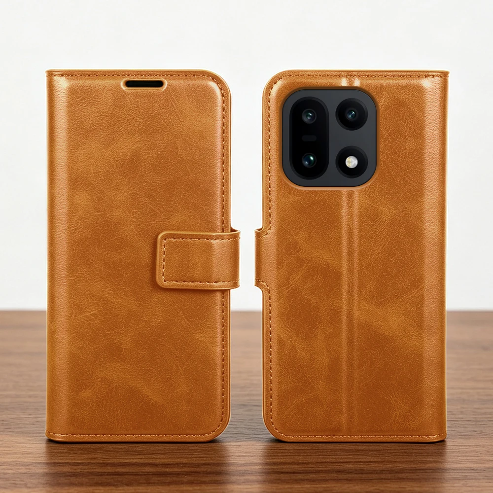 Calf Leather Flip Case For OnePlus 15 15R 13T 13S 13 12 11 10 Pro Ace 6T 6 Ace5 Pro 5 Ultra Nord CE5 Turbo 6V Phone Case Cover