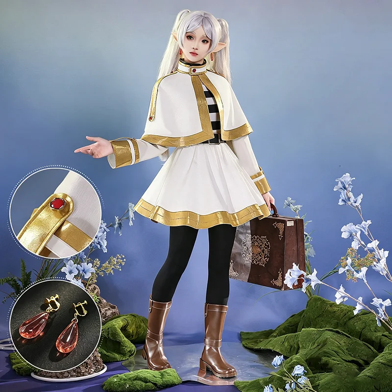 Disfraz de Cosplay de Frieren, Disfraz de Bruja de Anime para Mujer, Uniforme para Halloween, Traje de Juego de Rol, Atuendo de Halloween