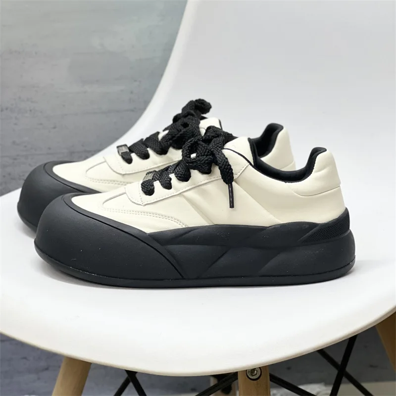 

Street Style Thick-Soled Heightening Sports Shoes Versatile Casual Lace-Up Board Shoes Retro Color Matching Skateboard Shoes