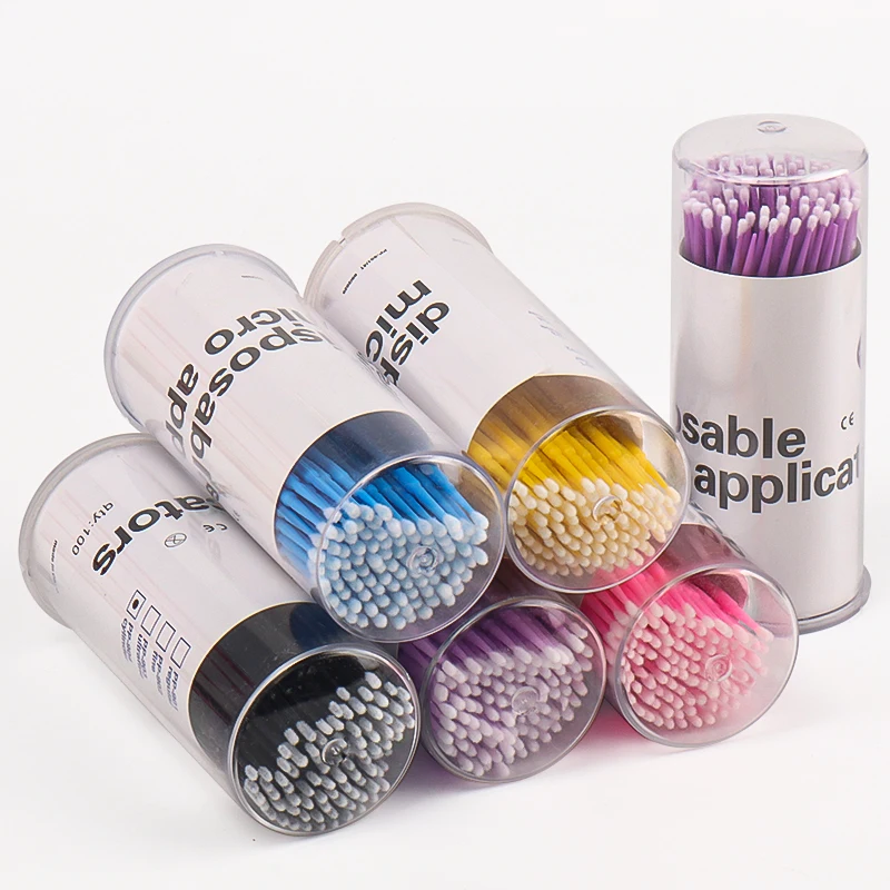 100 個まつげクリーニングブラシラッシュエクステンションマイクロ Bruhes 個別まつげマイクロブラシ美容メイククリーンリムーバーツール