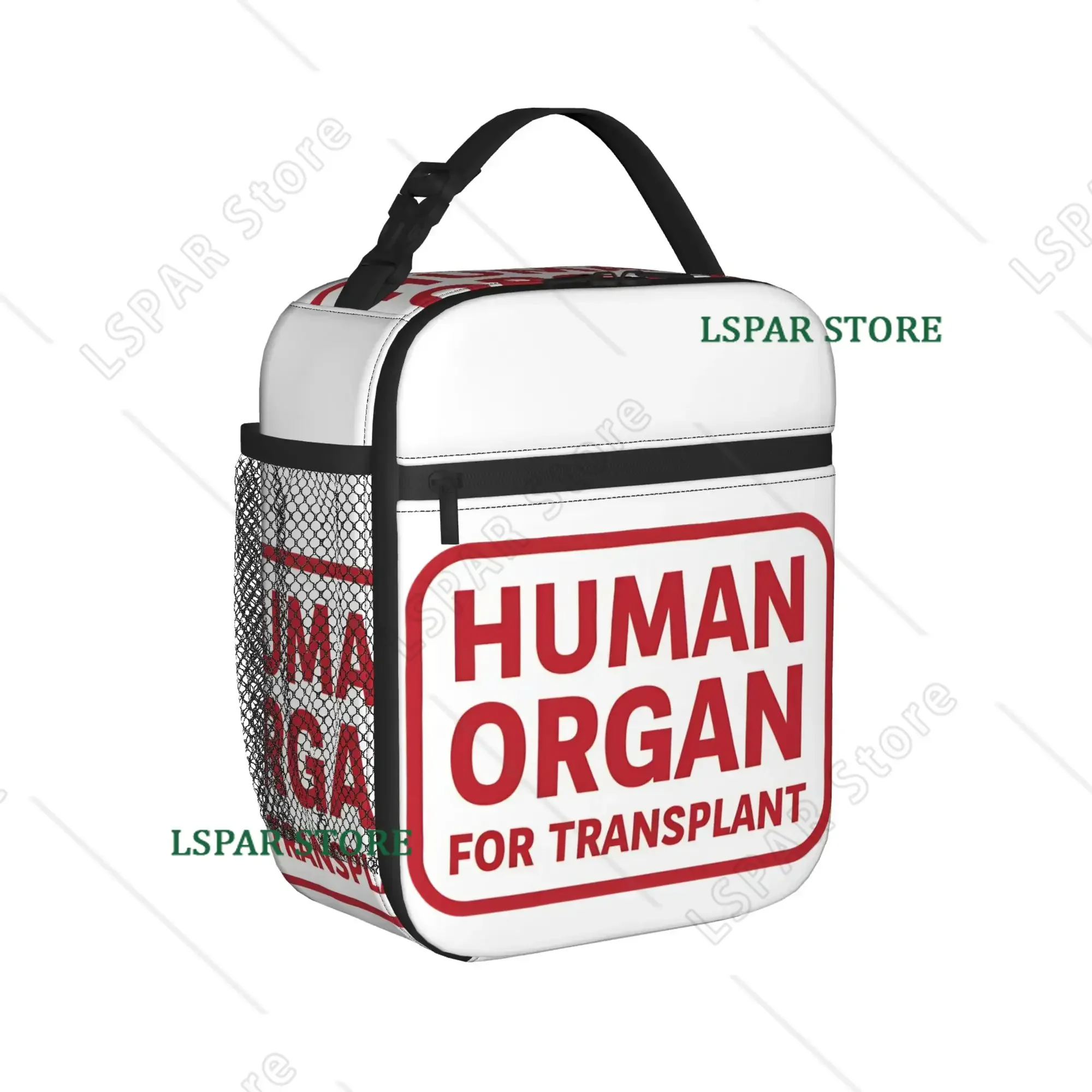 Red Human Organ for Transplant Lunch Bag Convenient Lunch Box Child Travel Print Cooler Bag Retro Waterproof Thermal Lunch Bags