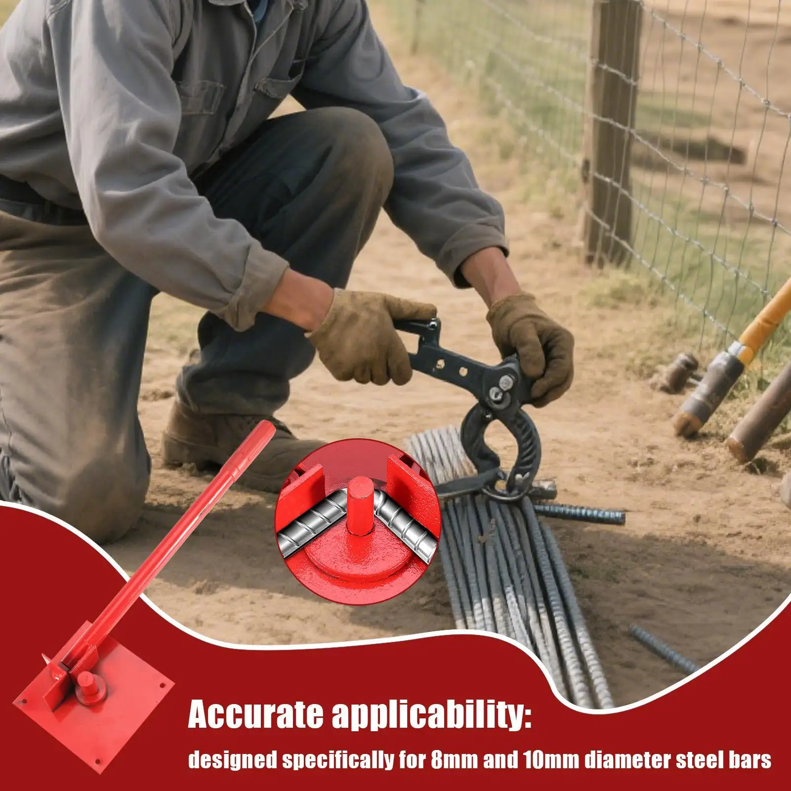 Rod Bender Small Bending Lever Hand Tools Metal Wire Bar Bender Steel Lever For Fence Deck Roofing Welding Construction Site