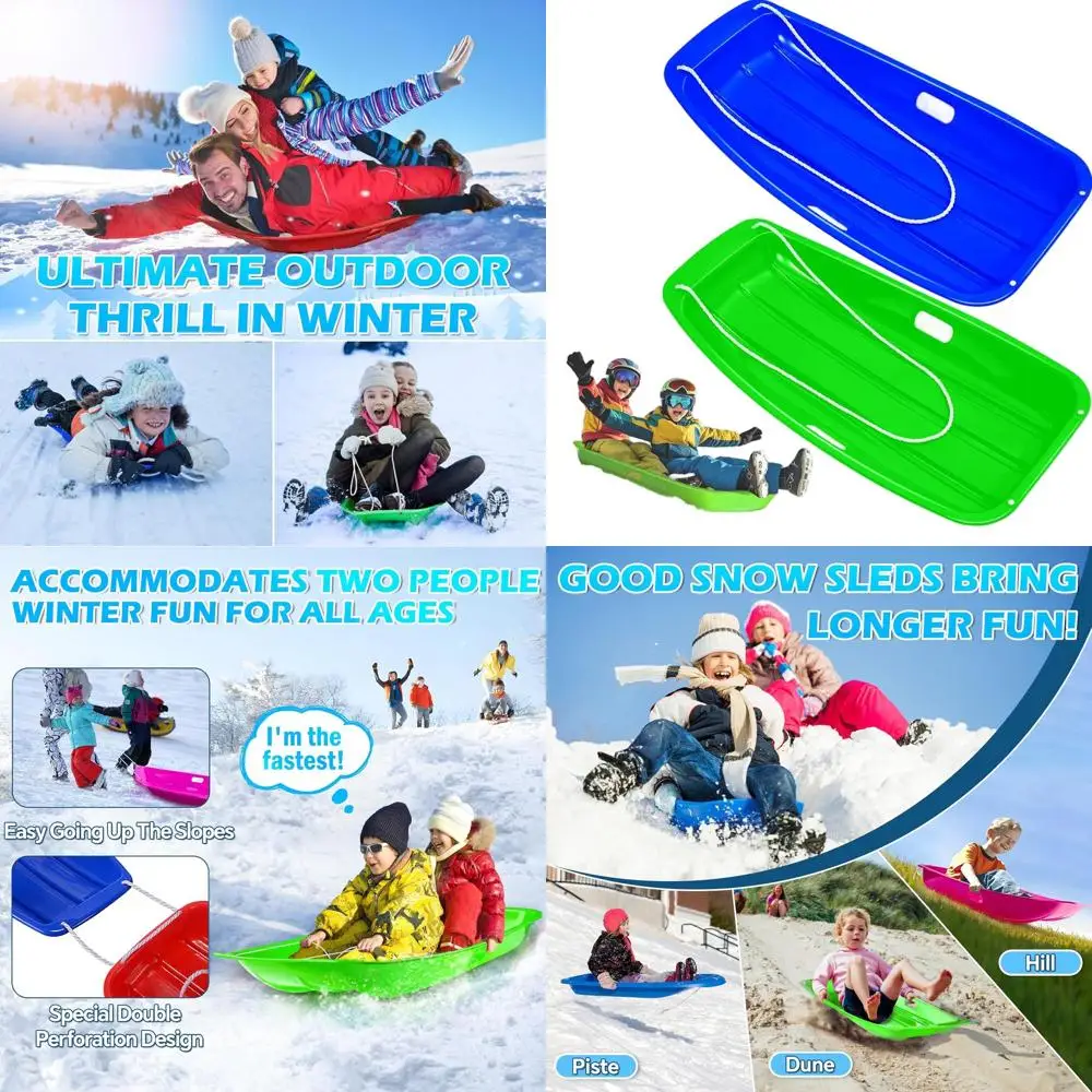 

Сверхмощные 35-сани для скоростного спуска для 1-2 гонщиков с ручками и веревками — идеальный зимний подарок для катания на открытом воздухе для детей и взрослых