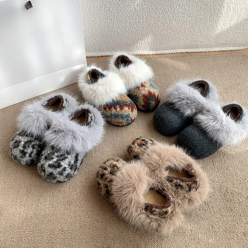 

Retro Cotton Shoes Women 2025 Winter New Comfortable Warm Non-slip Lazy Slip Flat Wool Shoes