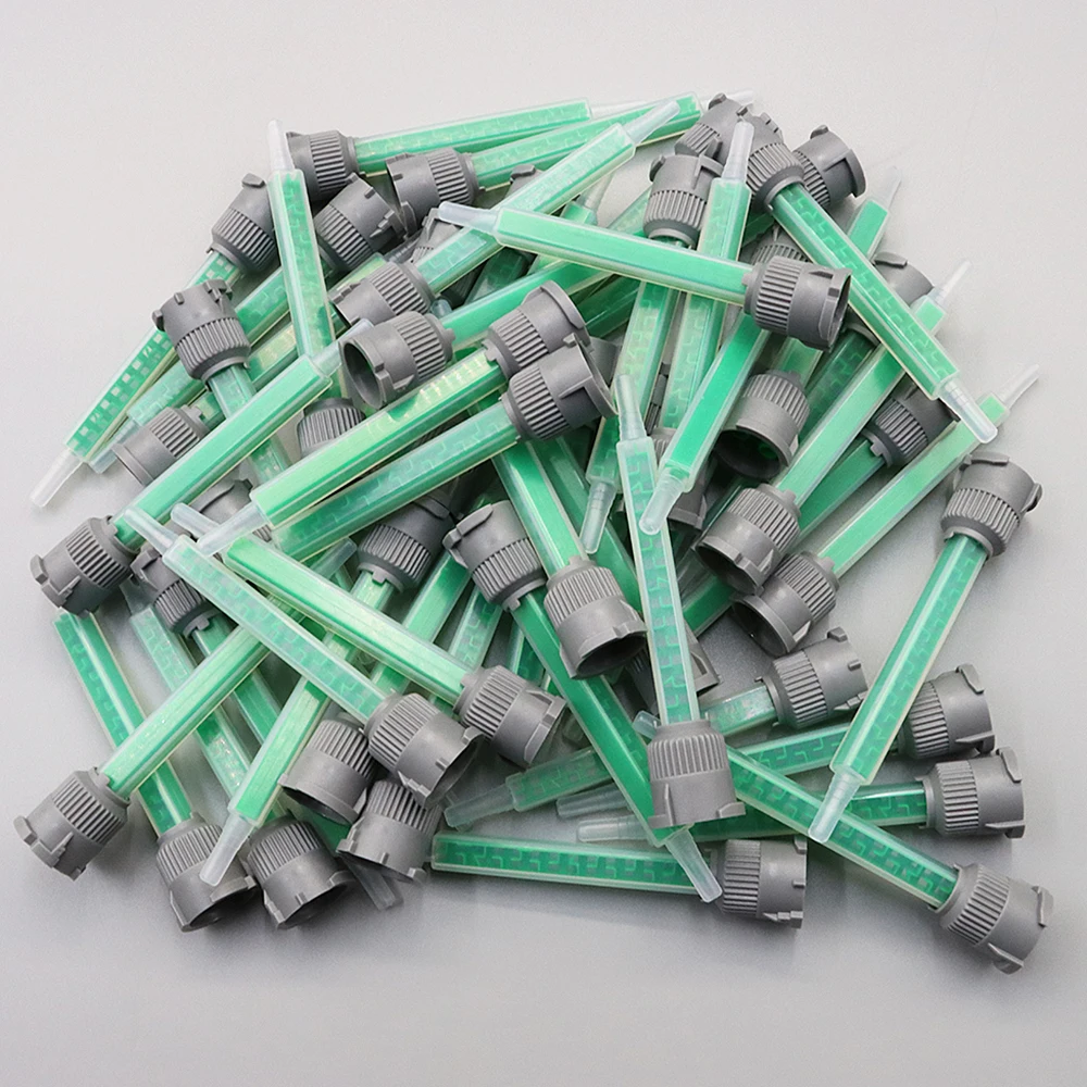 

500pcs Mb6-16 Epoxy Mixing Nozzle Mixer Adhesive for Glue Gun Applicator Green Square Static Mixing Nozzle (1:1/2:1 Ratio)