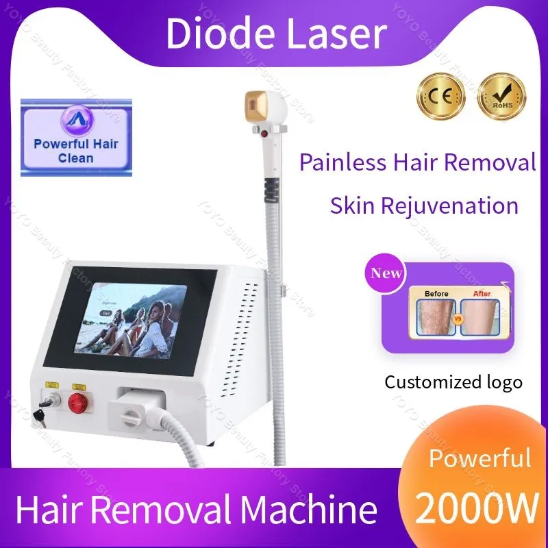 

808 Alexandrite Diode Laser Hair Removal Machine 2000W Ice Platinum Body Face Underarm Cooling Head Permanent Painless Epilator