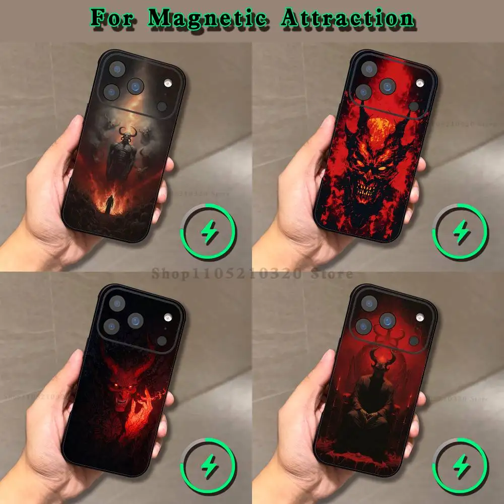 

Art Hell Satanic Phone Case For iPhone 17,16,15,14,13,12,11,Pro,Max,Plus,E,Air,Mini Magnetic Magsafe Frosted Clear