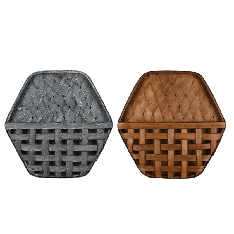 Decorative Wooden Shelf Basket Perfect For Farmhouses Styles Interior 3XUF