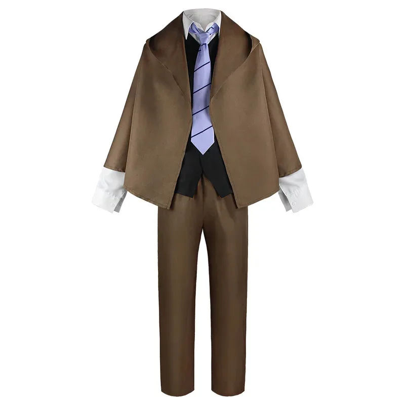 

Ranpo Edogawa cosplay costume wig anime BSD season 4 hunting dog coat hat glove jacket pants tie black short hair 7