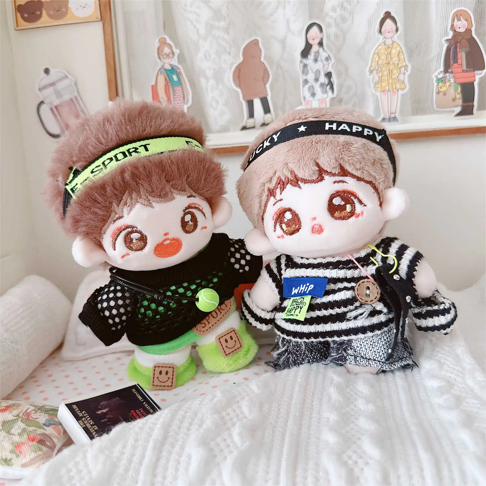 10cm Kawaii Mini Idol Doll Cute Stuffed Cotton Doll Cool Boy Suit for Plush Doll Dress Up Changing Clothes Game for Girls Gifts