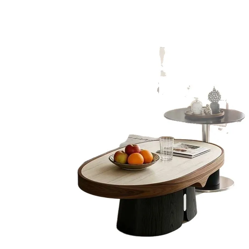 Medieval style light luxury coffee table combination, oval living room household small apartment high-end sense movable fashion
