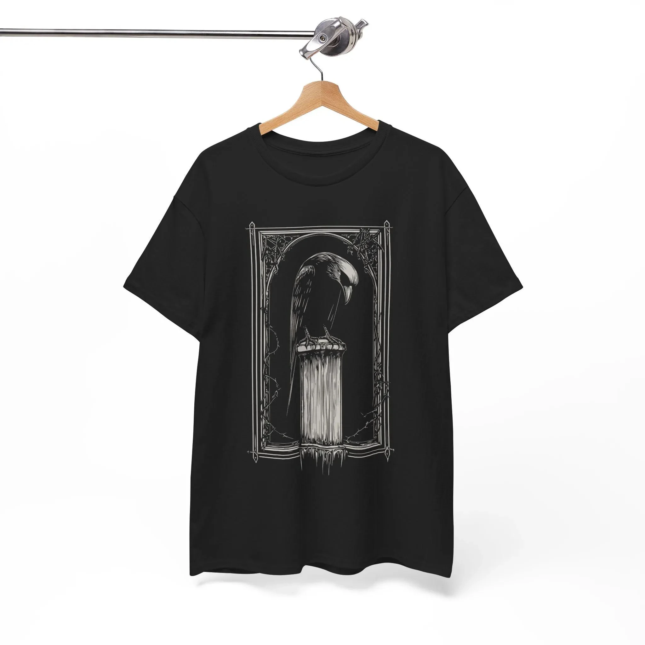Raven Gothic Shirt, Dark Academia Crow Edgar Allan Poe T Vintage Graphic Ink Bird Art Occult Aesthetic Literary Witchy Goth Tee