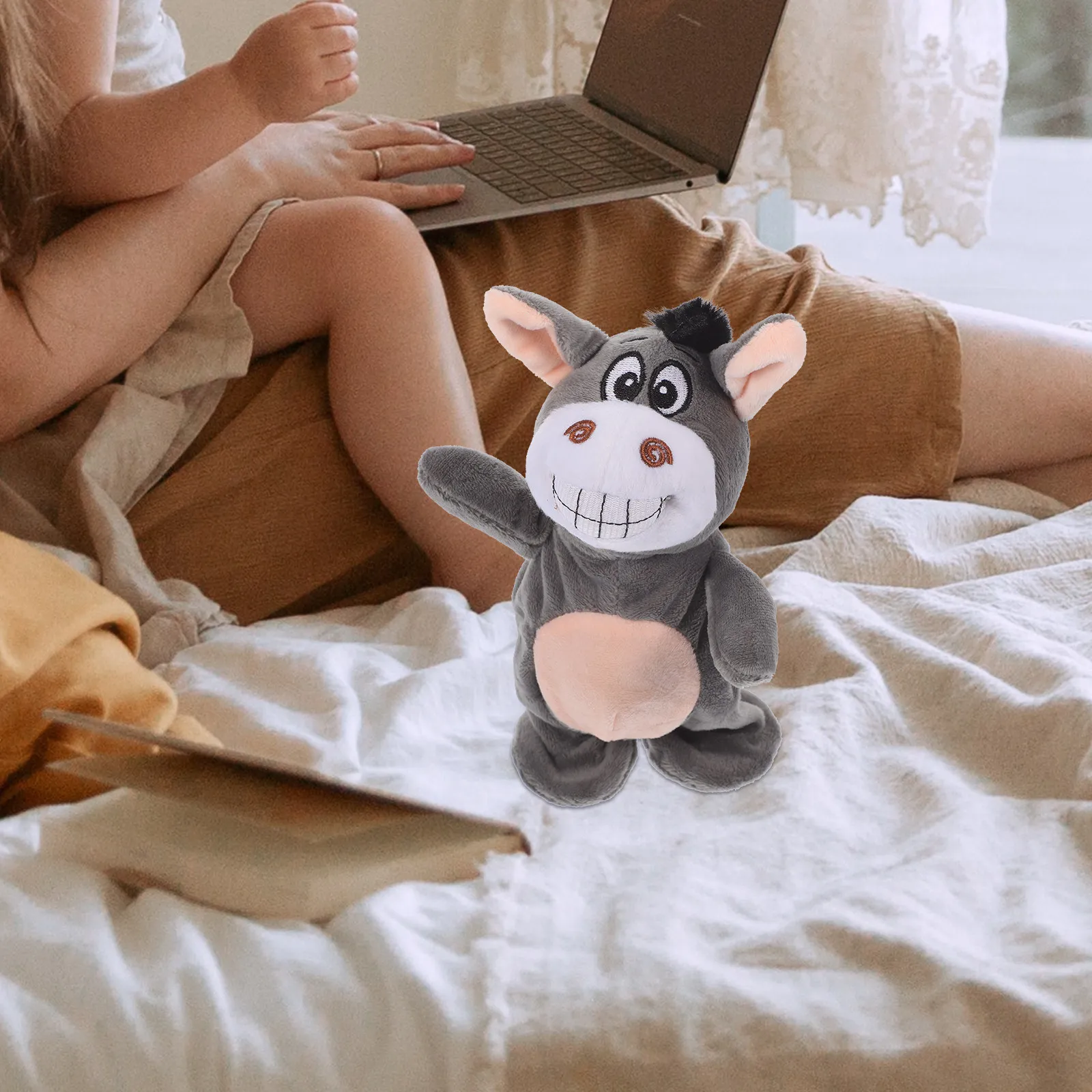 

Talking Donkey Funny Interactive Mimicry Electronic Stuffed Animal for Kids Early Learning Gift Voice Recording Pet Animal
