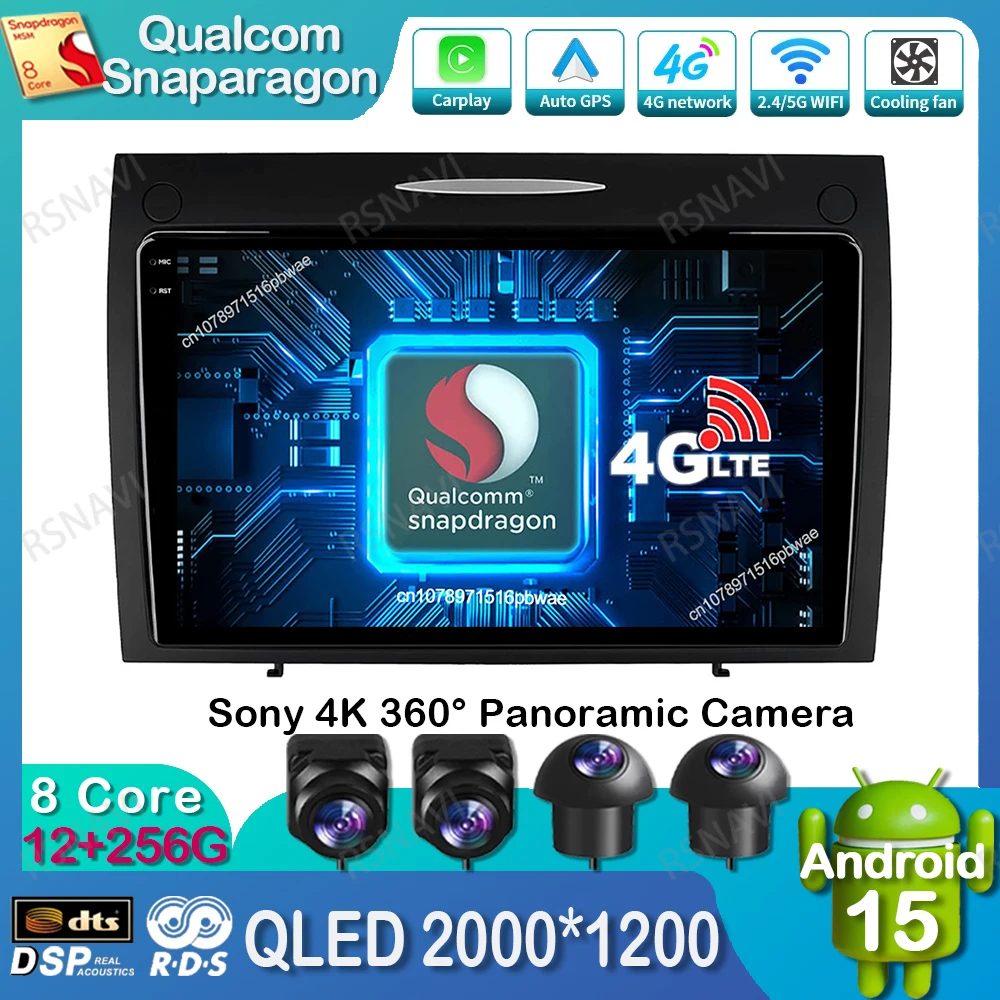 

Автомобильное радио Android 15 для Mercedes-Benz SLK-Class (R171) 2004-2011, головное устройство DSP 5G WIFI QLED Qualcomm DVD Viedo Player Stereo BT