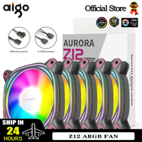 Aigo Z12 Computer Case Fan Reverse Ventoinha PC 120mm Rgb Fan Cooler 4pin PWM CPU Cooling Fan 3pin5v Argb 12cm Ventilador