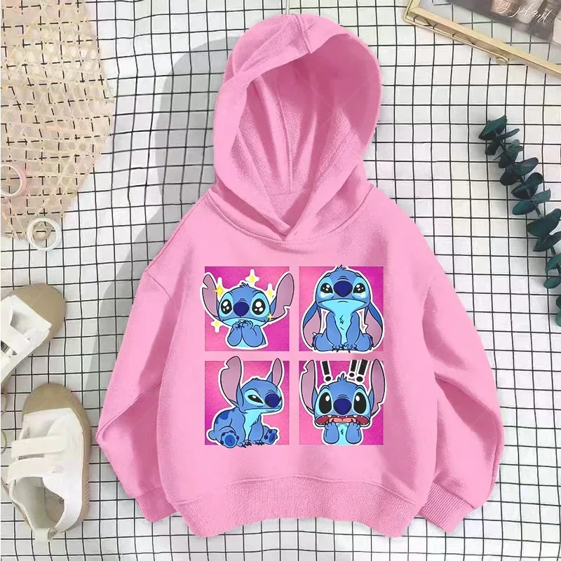 Disney Stitch Hoodies Sweatshirts Girls Clothes Hood Pullovers Children's Clothing Child Girl Tops Kids Spring Coats Boys Hoodie