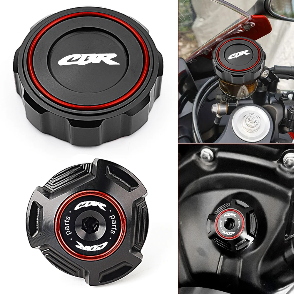 For HONDA CBR600RR CBR1000RR CBR 600 1000 RR Motorcycle CNC Front Brake Fluid Reservoir Cover Engine Oil Filler Cap Accessories