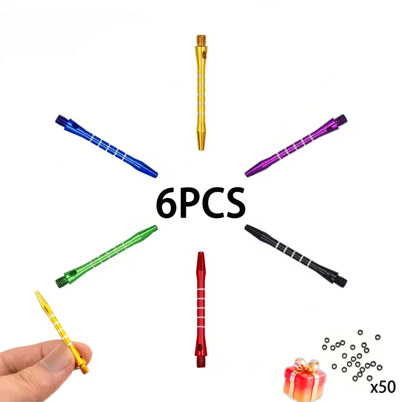 

6 цветных стержней для дротиков с 50 уплотнительными кольцами, сменные стержни для дротиков с мягкими стальными наконечниками, стандартные аксессуары с резьбой 2BA