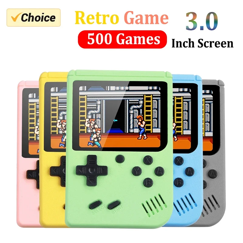 500 In 1 MINI Games Handheld Game Players Portable Retro Video Console Boy 8 Bit 3.0 Inch Color LCD Screen Games