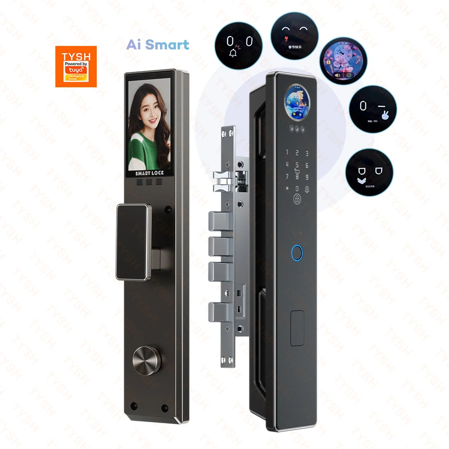 

STLF Tuya Smart Door Lock Ai WiFi Aluminum Door Lock for Wood Door Fingerprint Key Card Password Options Home Use Wifi Network