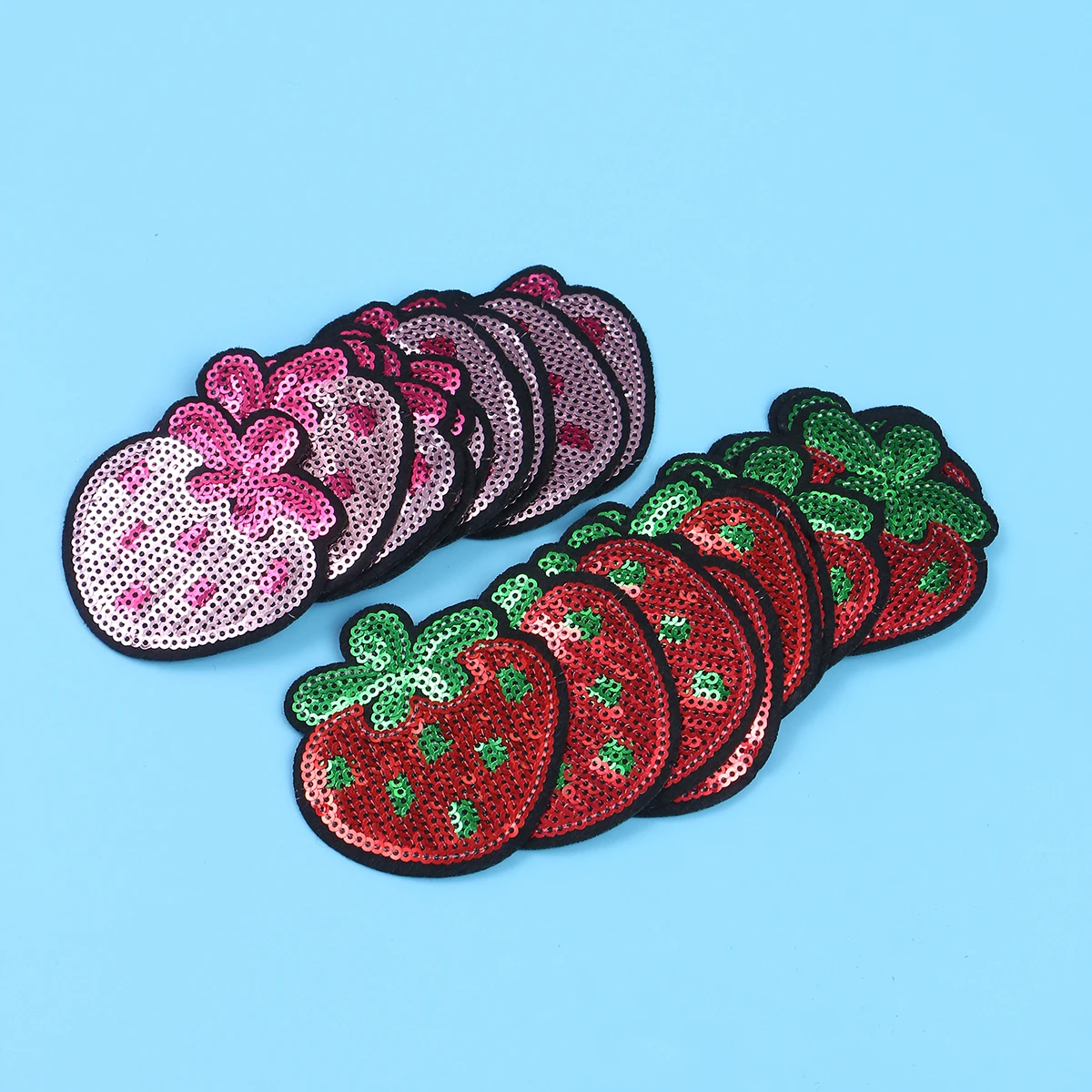 

20 Pcs Sequins Strawberry Embroidery Patch Safe Material Cartoon Stickers Bright Colors For Dresses Jeans Bags Craft Project