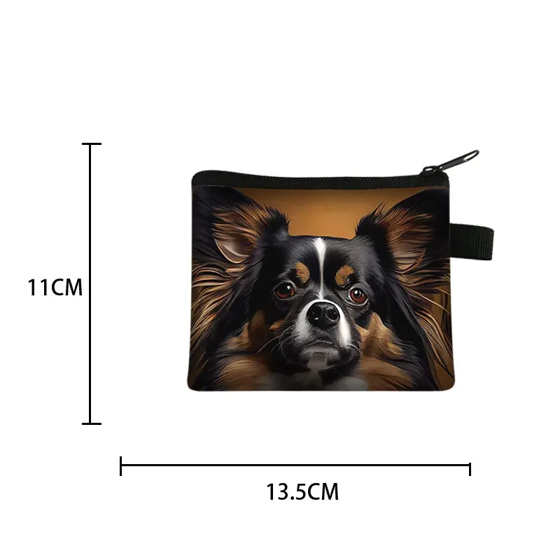 Adorable Papillon Dog Coin Purse Kawaii Yorkshire Terrier Dog Wallet ID Credit Card Key Earphones Holder Coin Bag Zipper Pouch