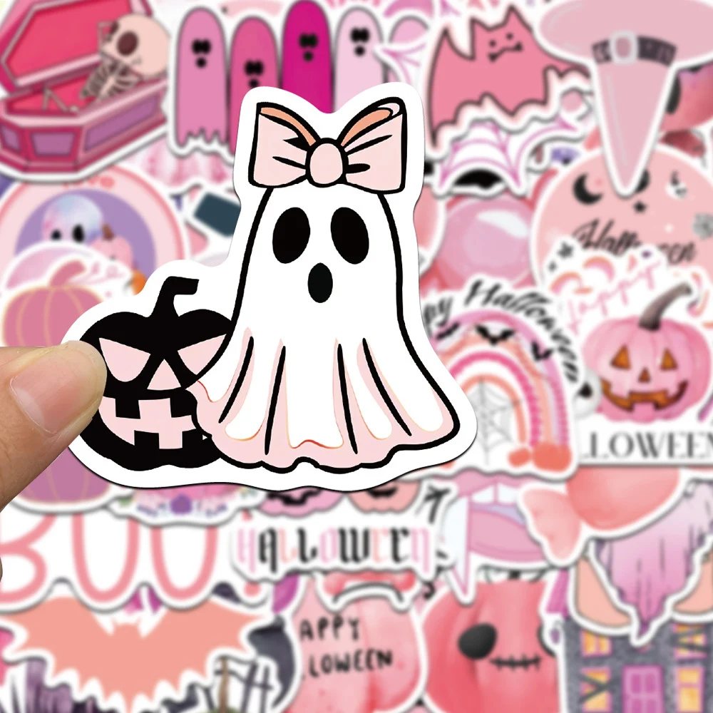 10/30/50szt Śliczne różowe naklejki graffiti na Halloween Kawaii Cartoon Ghost Pumpkin Naklejki na telefon Butelka wody Walizka Naklejka Dekoracja